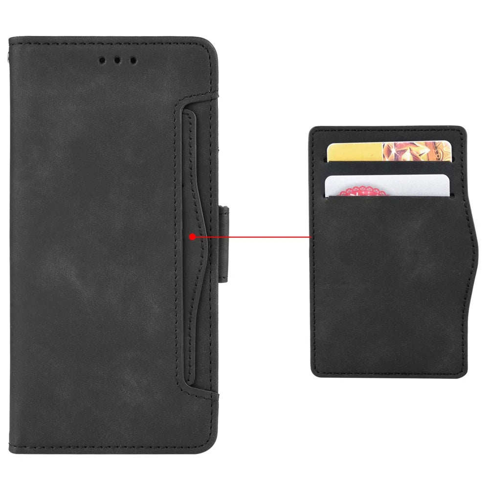 Phone Case For ZTE Blade V70 Design / Nubia V70 Design / Blade V70 Vita Leather Wallet Cover with Multiple Card Slots - Black - 6
