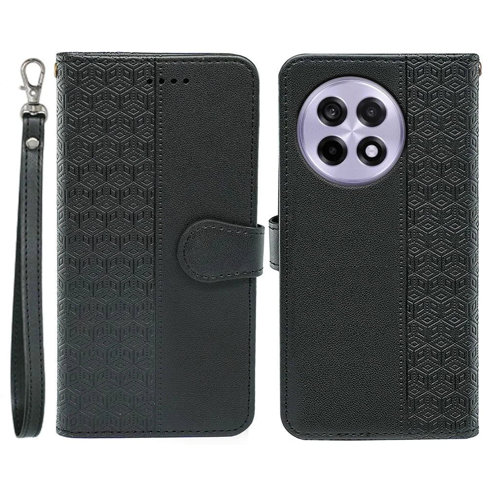 For OnePlus 13R 5G Wallet Phone Case Pattern Imprint Leather Flip Cover - Black - 1