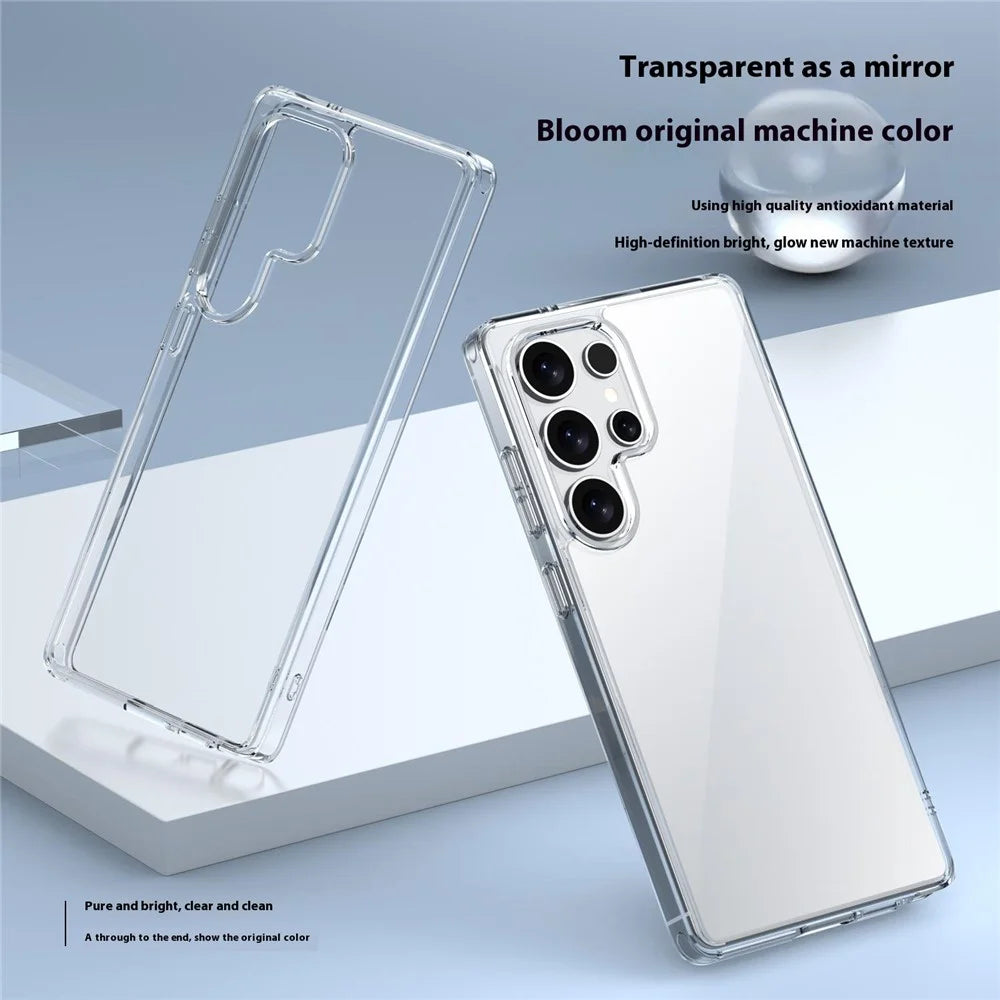 For Samsung Galaxy S25 Ultra Case PC + TPU Clear Anti Drop Phone Back Cover - Brown - 3