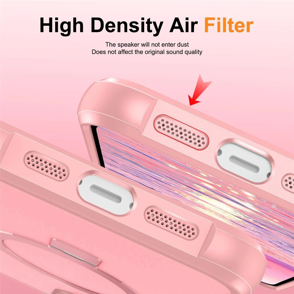 For iPhone 17e / 16e Case Compatible with MagSafe Ring Holder Kickstand TPU + PC Phone Cover - Pink - 7
