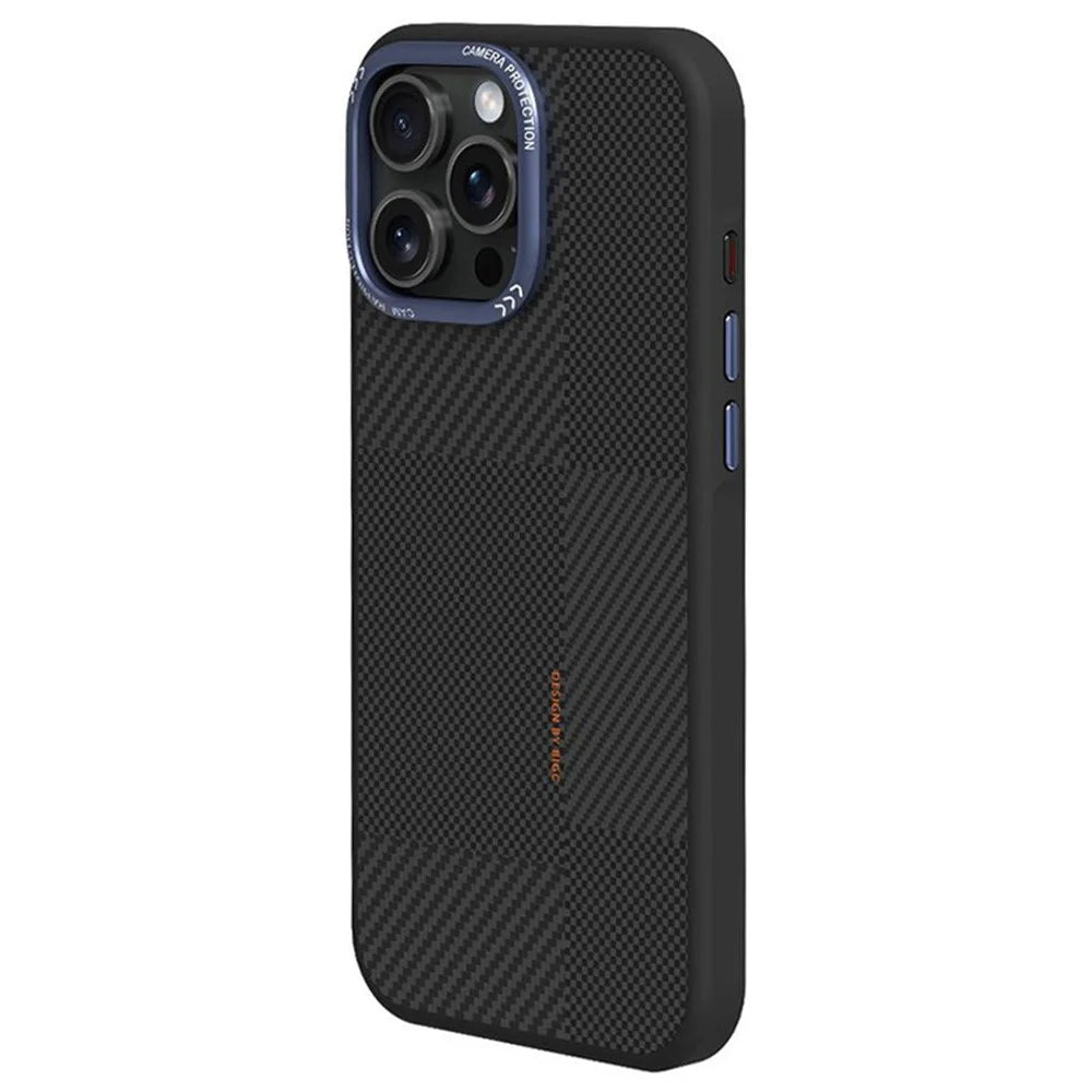 For iPhone 16 Pro Case Textured TPU PC Phone Back Cover Anti Fingerprint Shockproof - Blue - 1