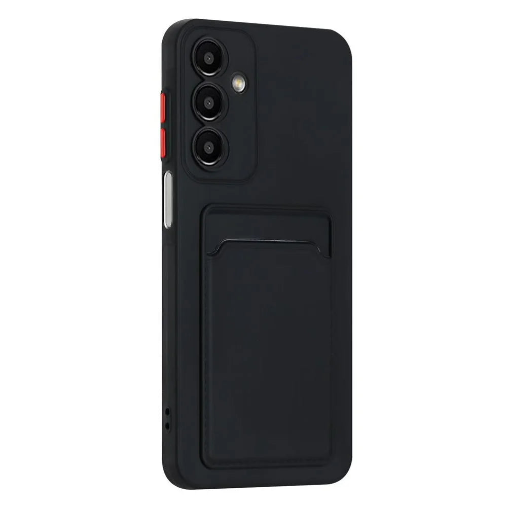 For Samsung Galaxy A56 5G Case Card Slot Matte Fingerprint-Free Back Cover - Black - 3