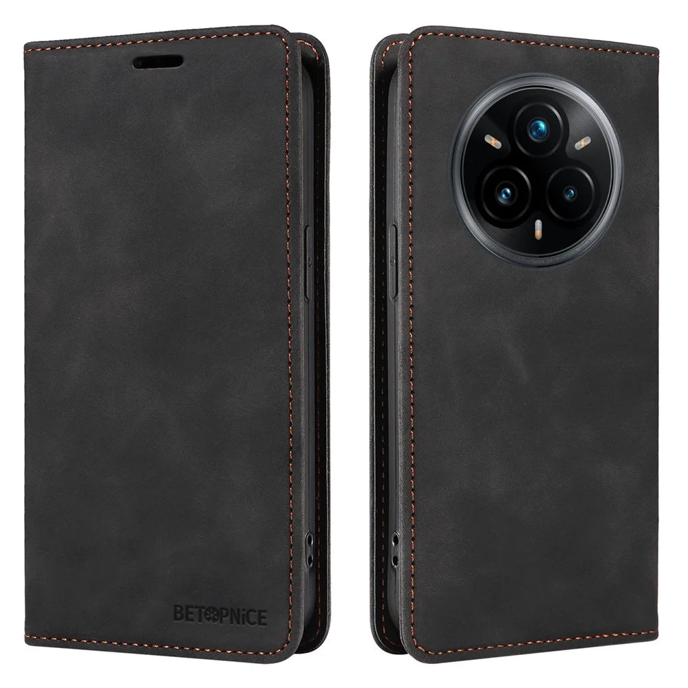 BETOPNICE 003 For Realme 14 Pro+ 5G Case Wallet Leather Phone Cover with Stand - Black - 1