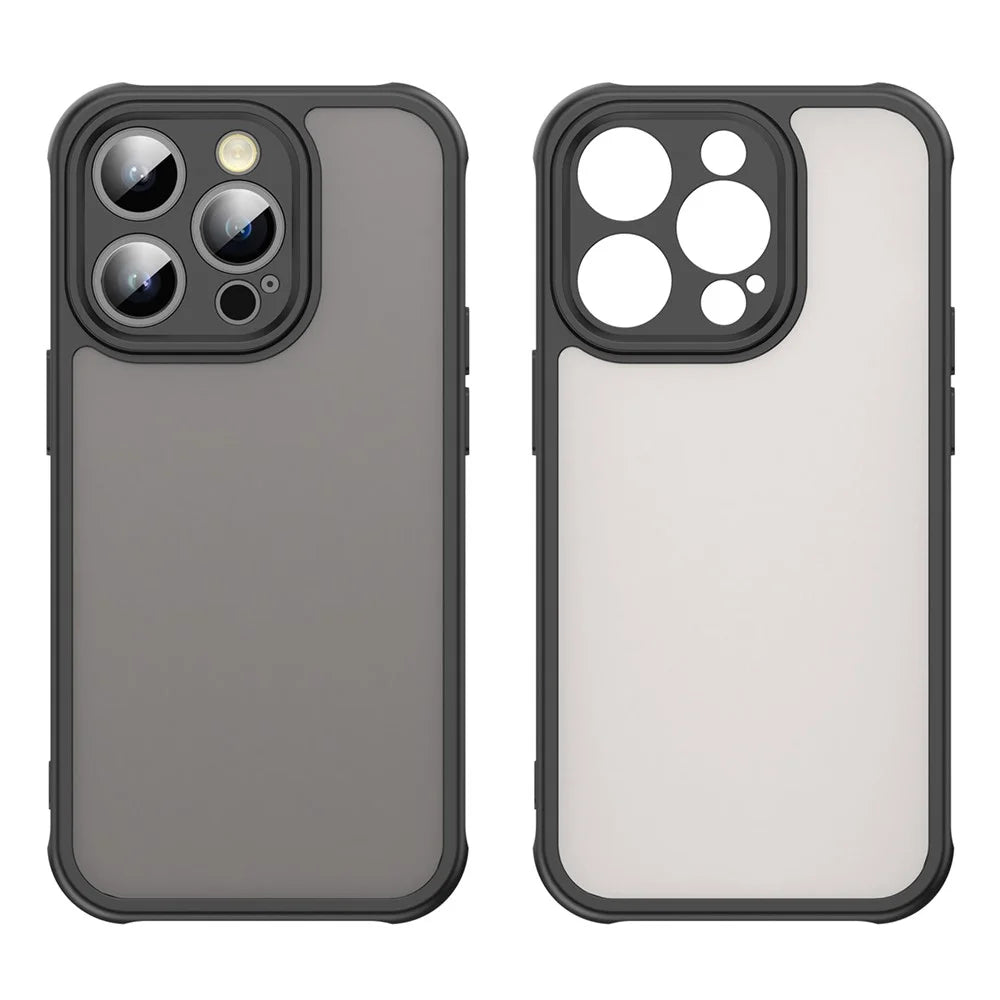 For iPhone 14 Pro Case Drop Proof Airbags Frosted Translucent PC + TPU Phone Back Cover - Black - 2