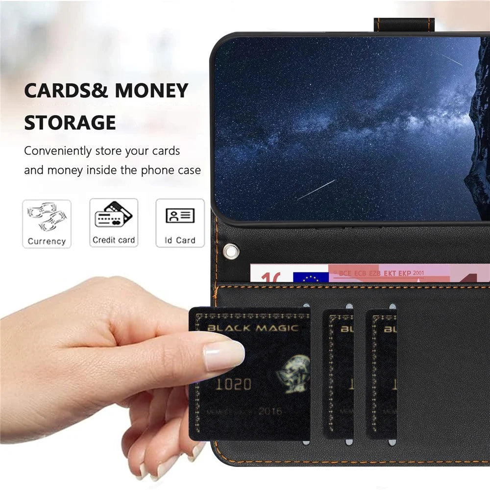 For Samsung Galaxy S24 Leather Case Wallet Stand Solid Color Anti Drop Phone Cover - Black - 2