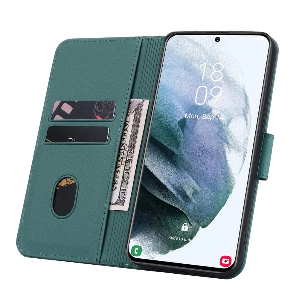 For Samsung Galaxy A36 5G Case Rhombus Pattern Leather Wallet Phone Cover - Green - 2