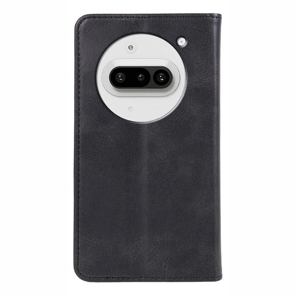 For Nothing Phone (3a) Case Strong Magnetic PU Leather Phone Cover Calf Texture - Black - 7
