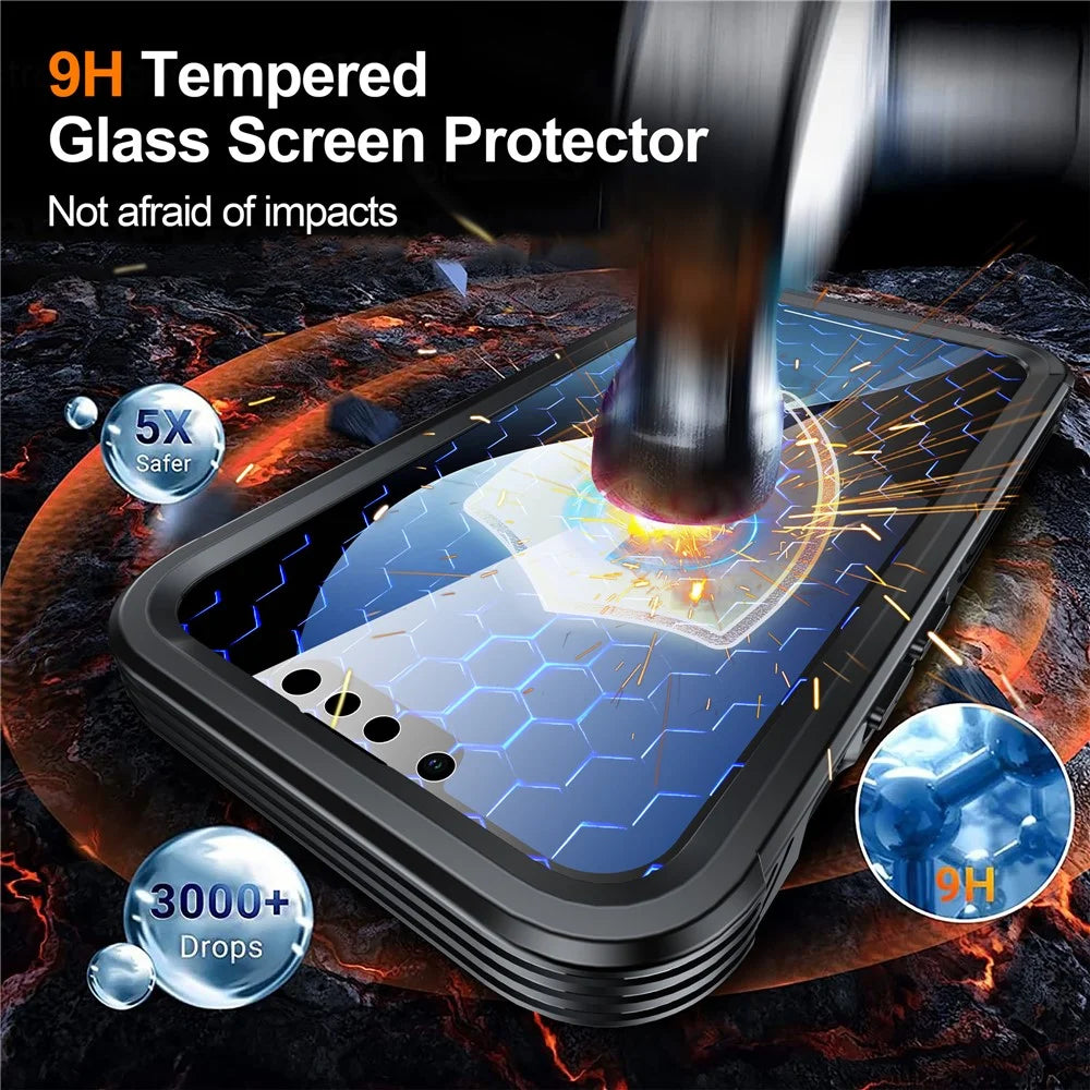 For iPhone 17e / 16e Compatible with MagSafe Case PC+TPU Phone Cover with Tempered Glass Screen Film - Black - 2