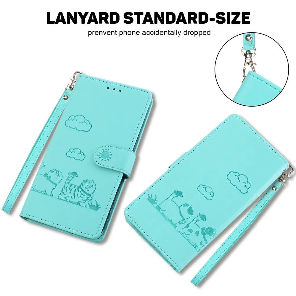 For Samsung Galaxy S25 Edge Case RFID Blocking Kitten Pattern TPU + PU Leather Phone Cover - Green - 7