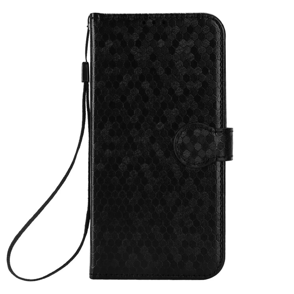For Cubot A10 Wallet Case Dot Pattern Imprint PU Leather Phone Cover - Black - 6
