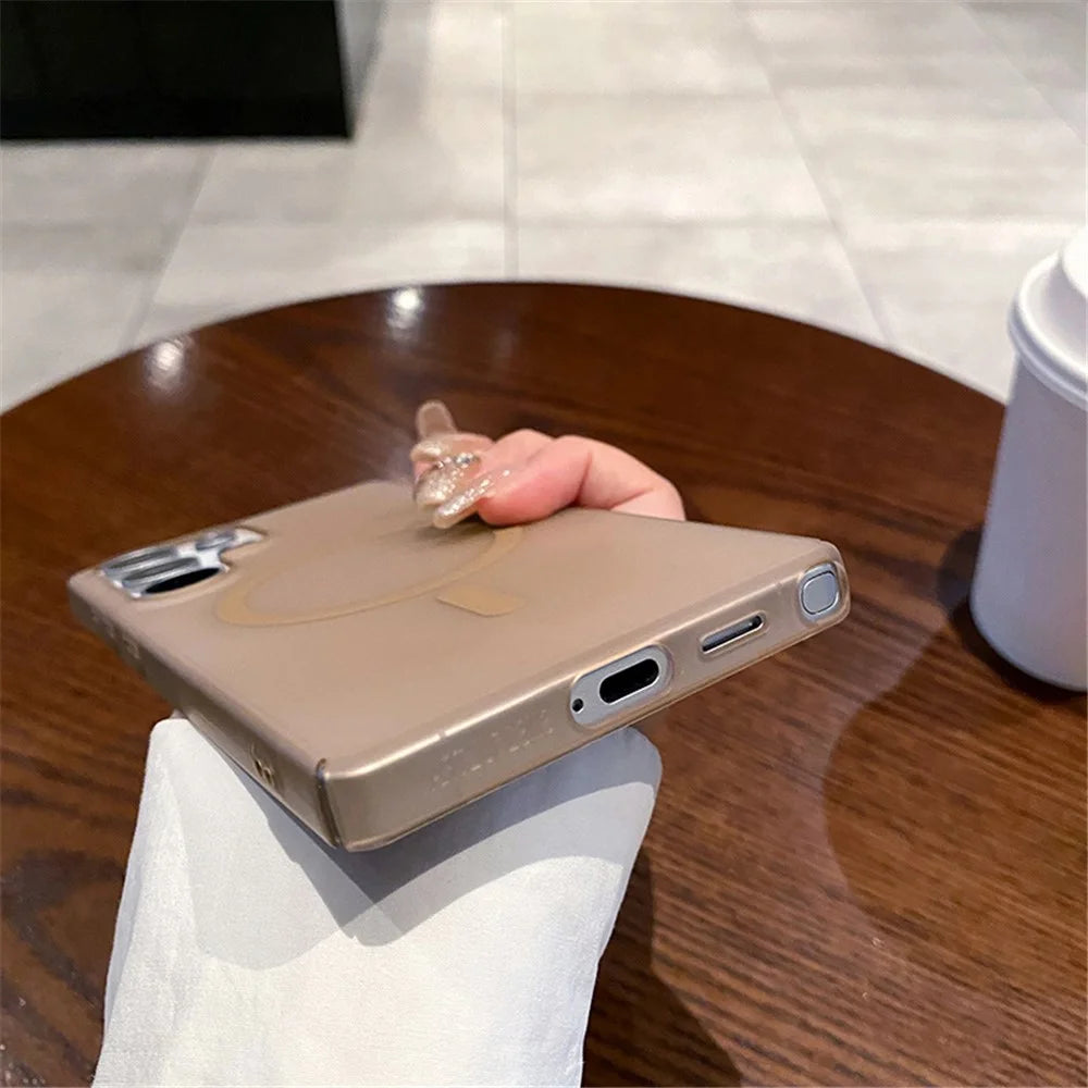For Samsung Galaxy A56 5G Magnetic Case Frosted PC Phone Cover - Desert Gold - 5