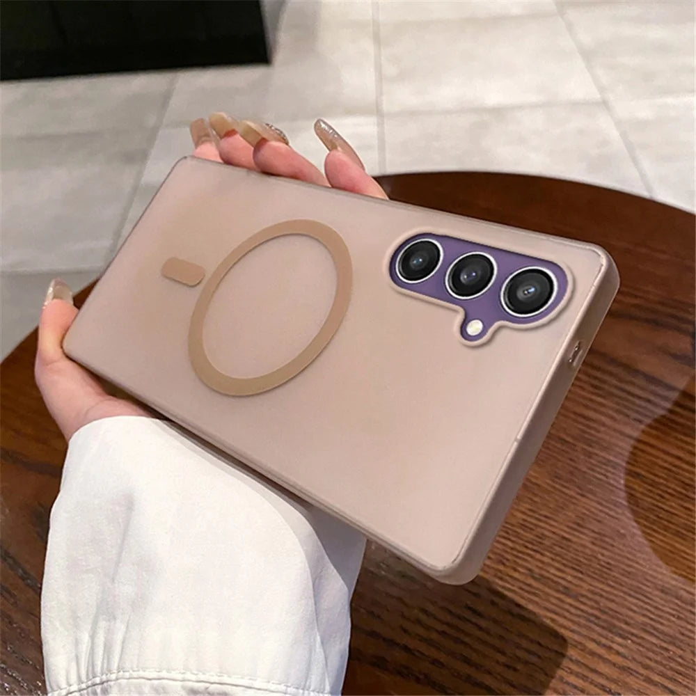 For Samsung Galaxy S23 FE Magnetic Case Frosted PC Phone Cover - Desert Gold - 2