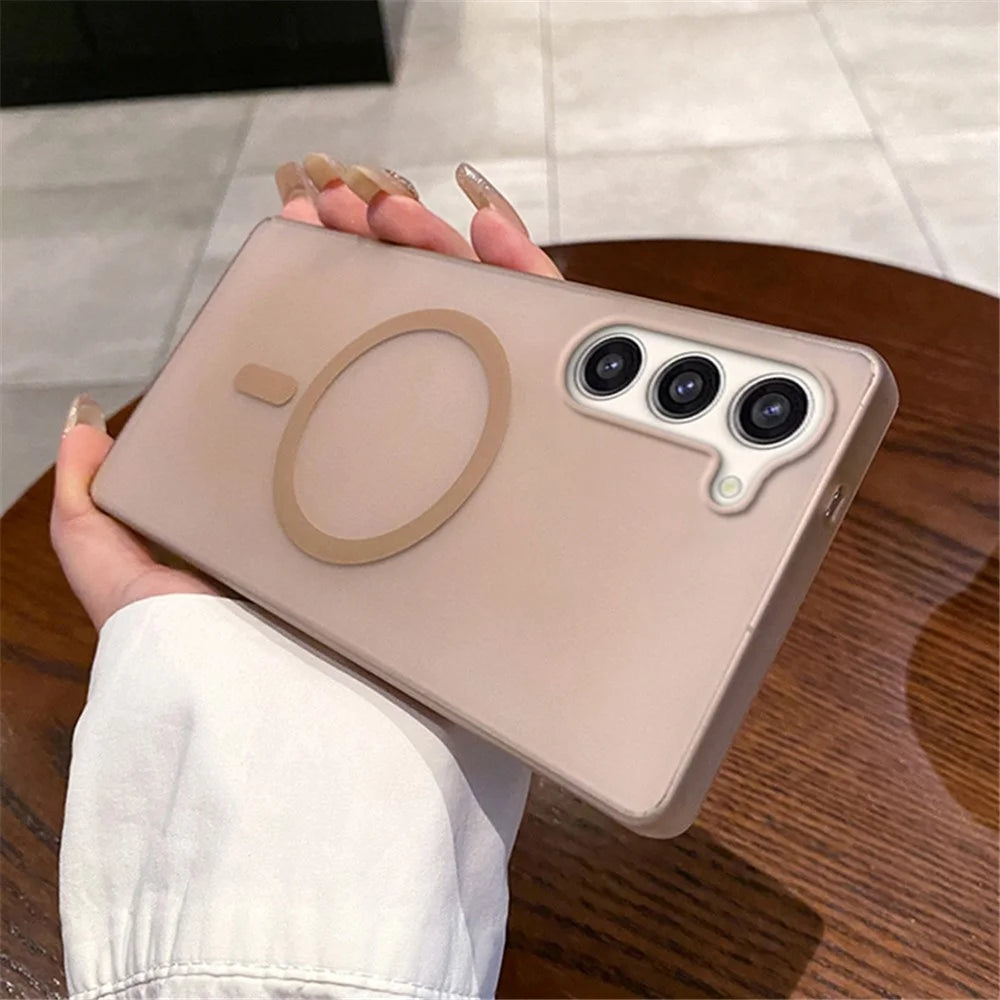 For Samsung Galaxy S23+ Magnetic Case Frosted PC Phone Cover - Desert Gold - 2