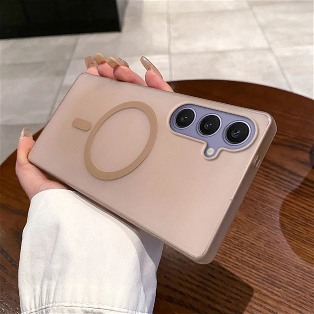For Samsung Galaxy S24+ Magnetic Case Frosted PC Phone Cover - Desert Gold - 2