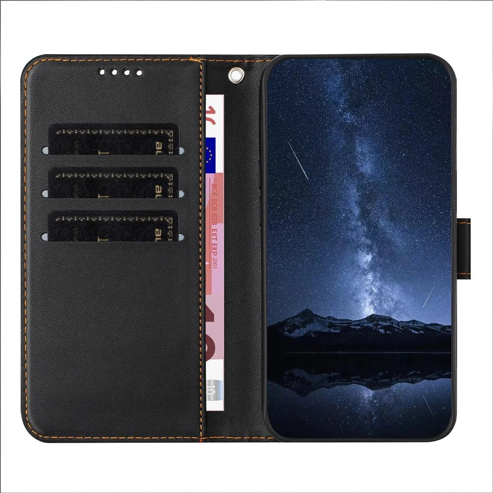 For iPhone SE (2022) / iPhone 6 4.7-inch / iPhone 6s 4.7-inch / iPhone 7 4.7 inch / iPhone 8 4.7 inch / iPhone SE (2020) Leather Case Wallet Stand Solid Color Anti Drop Phone Cover - Black - 6