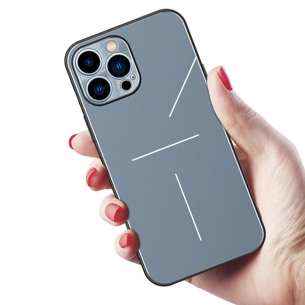 R-JUST RJ-52 for iPhone 14 Pro Max Ultra Slim Phone Case with Three-line Design Precise Cutouts Shockproof Protective Back Cover - Blue - 6