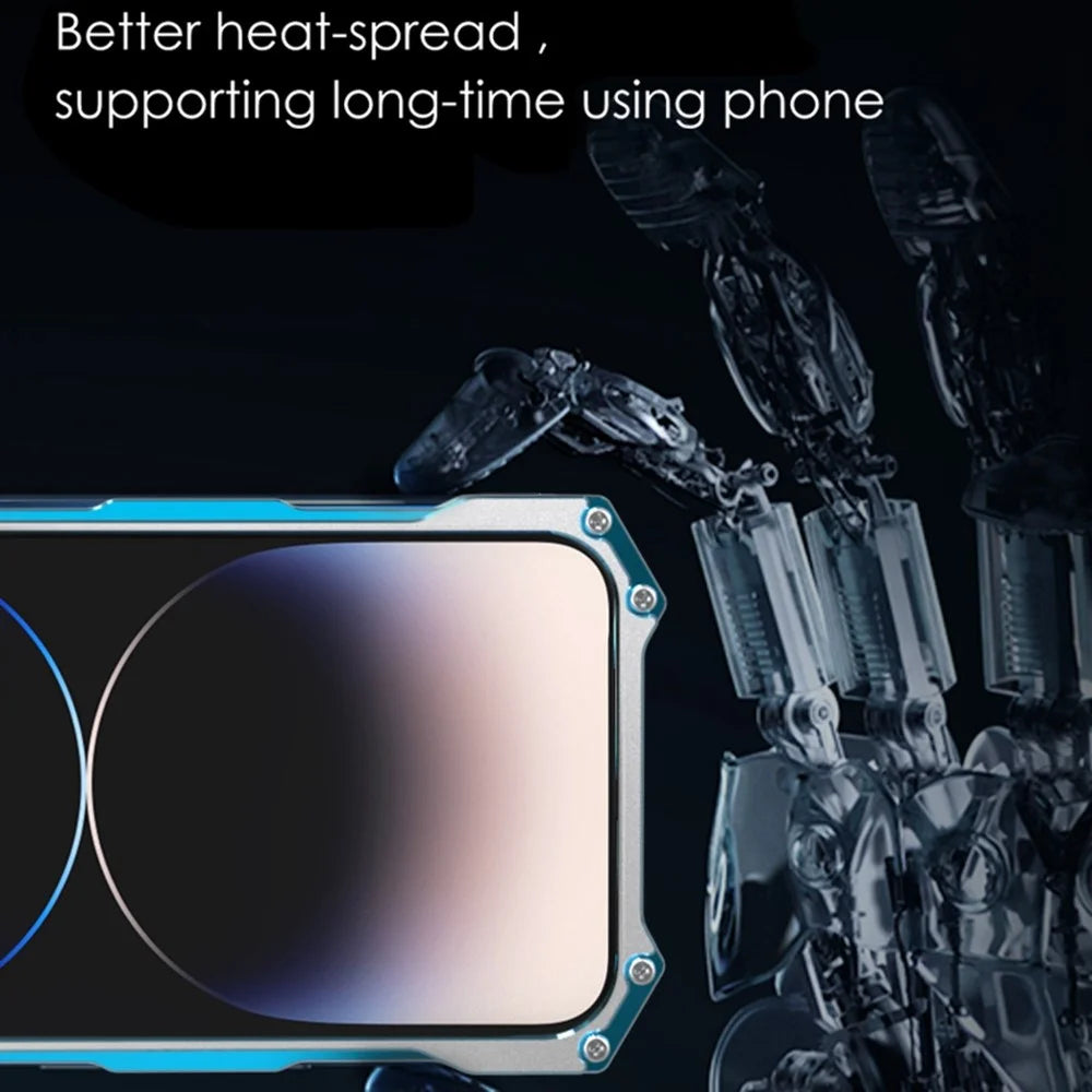 R-JUST Mechanical Armor Metal Phone Case for iPhone 14 Pro Max Shockproof Case Hollow Design Anti-Drop Phone Shell - Black - 2