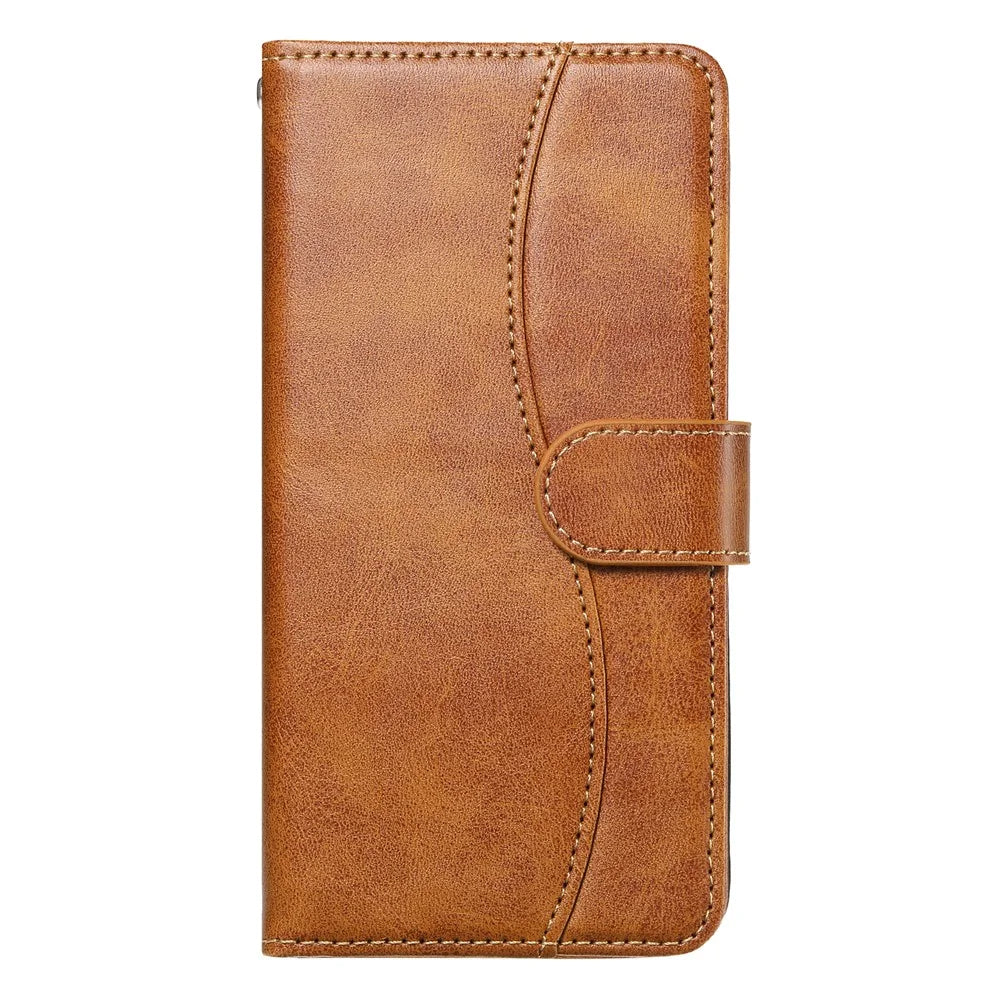 For Samsung Galaxy A25 5G (Global) (161.0 x 76.5 x 8.3mm) Stand Case with Strap PU Leather Wallet Phone Cover S Shape Stitching Design - Brown - 5