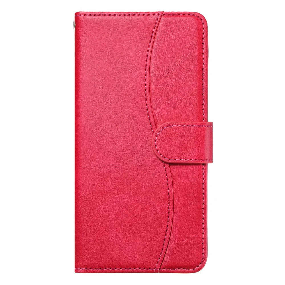 For Google Pixel 9a Stand Case with Strap PU Leather Wallet Phone Cover S Shape Stitching Design - Rose - 5
