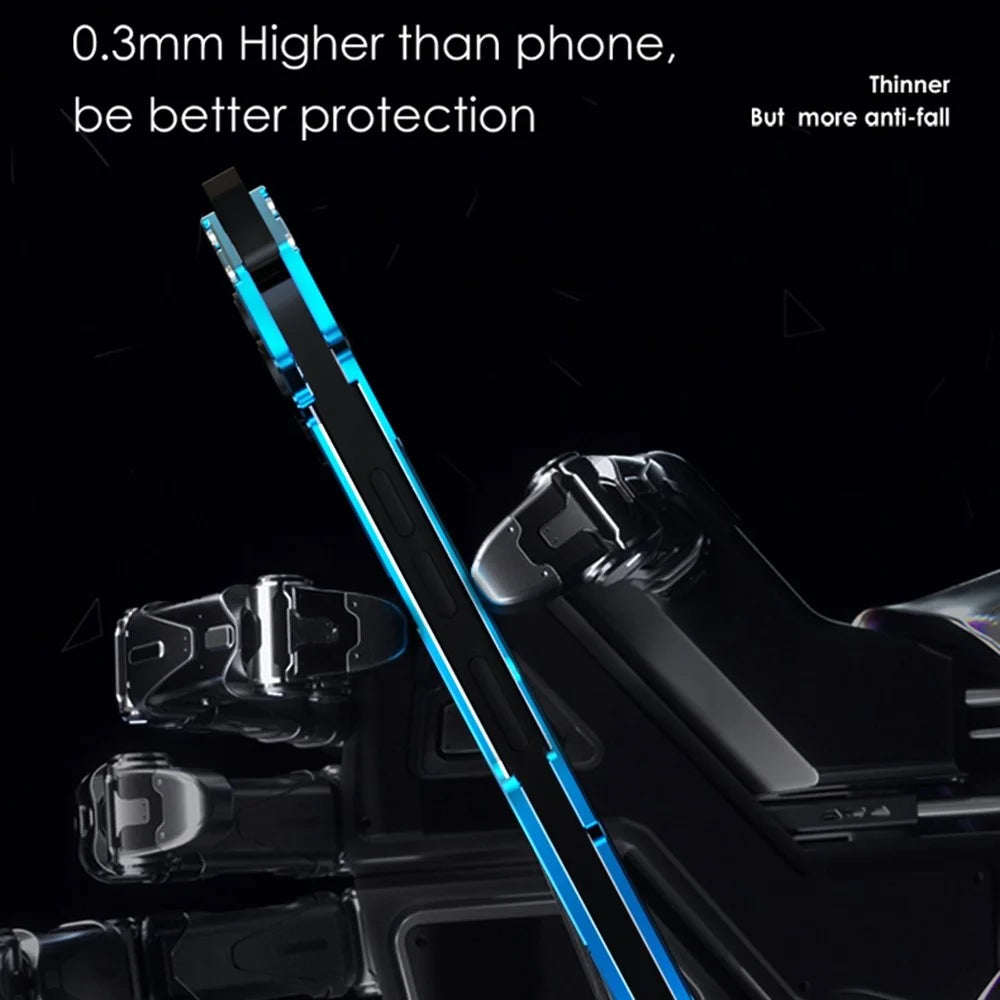 R-JUST Mechanical Armor Metal Case for iPhone 14 Anti-Drop Phone Cover Hollow Design Shockproof Shell - Black - 3