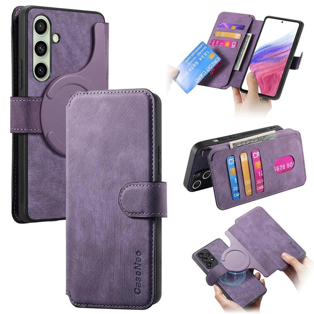 CASENEO For Samsung Galaxy A26 5G Magnetic Case  Detachable Leather Phone Wallet Cover  - Purple - 1