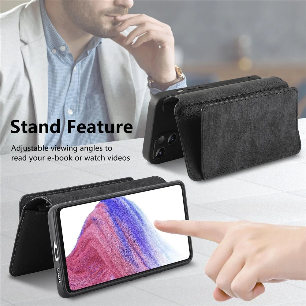 CASENEO For Samsung Galaxy S24+ Case  MW-02 Detachable Magnetic Leather Flip Phone Cover - Black - 7