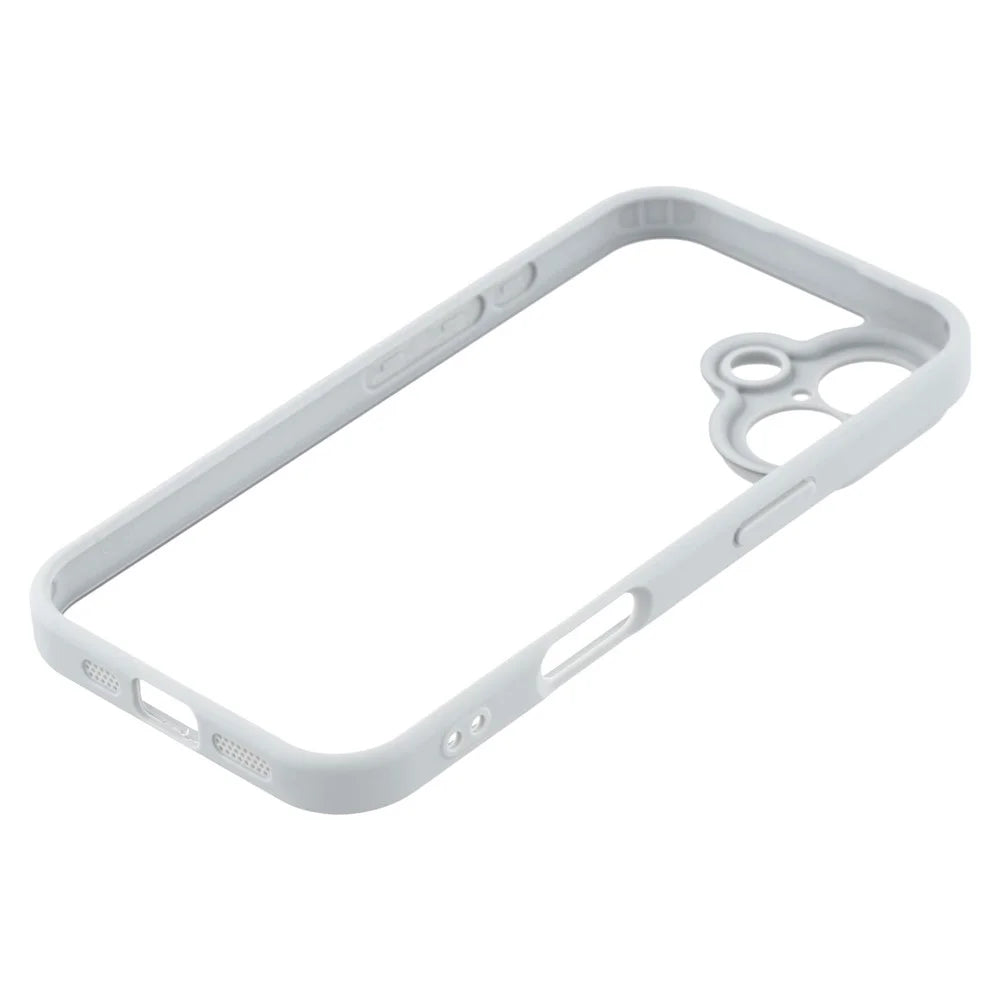 For iPhone 16 Plus Phone Case TPU + Acrylic Clear Back Cover - Grey - 6