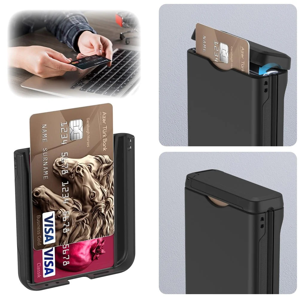 For Samsung Galaxy Z Flip5 5G Case Spring Hinge Kickstand PC Folding Phone Cover with Card Slot - Black - 4