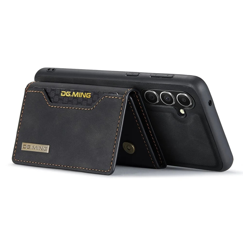 DG.MING M2 Series for Samsung Galaxy A56 5G Case PU + PC + TPU Phone Cover Detachable Wallet - Black - 5