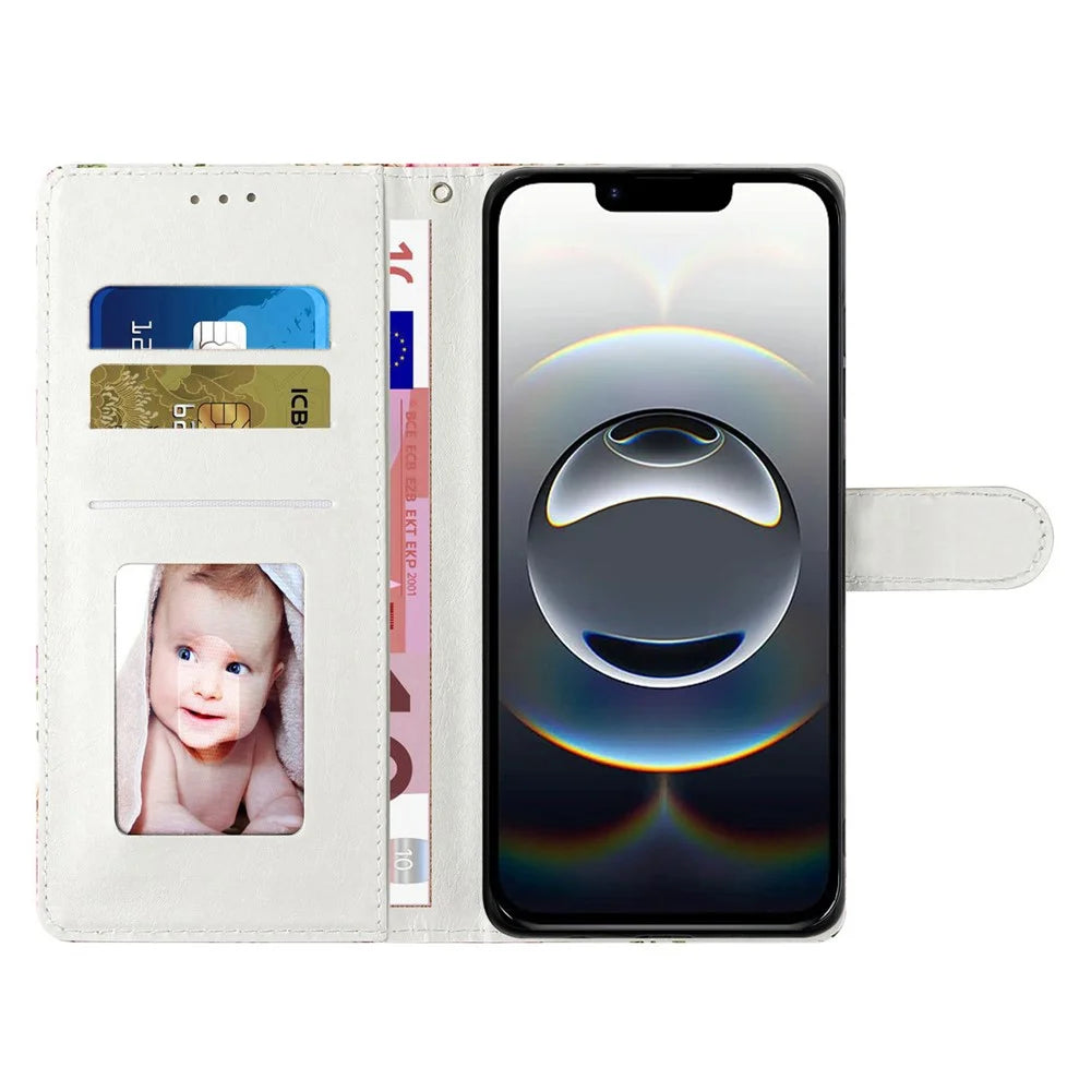For iPhone 17e / 16e Wallet Phone Case PU Leather Flip Cover with Stand Card Holder Painted Design - Blue Marble - 3