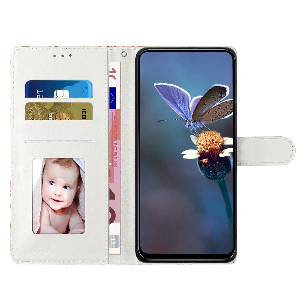 For Samsung Galaxy S24 Ultra Wallet Phone Case PU Leather Flip Cover with Stand Card Holder Painted Design - Dandelion - 3