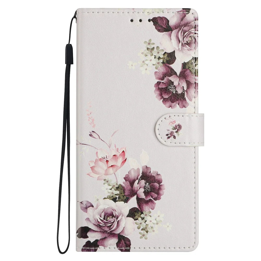 For Samsung Galaxy A54 5G Case Pattern Printing Wallet Stand Flip Leather Phone Cover - Cross Rose - 7