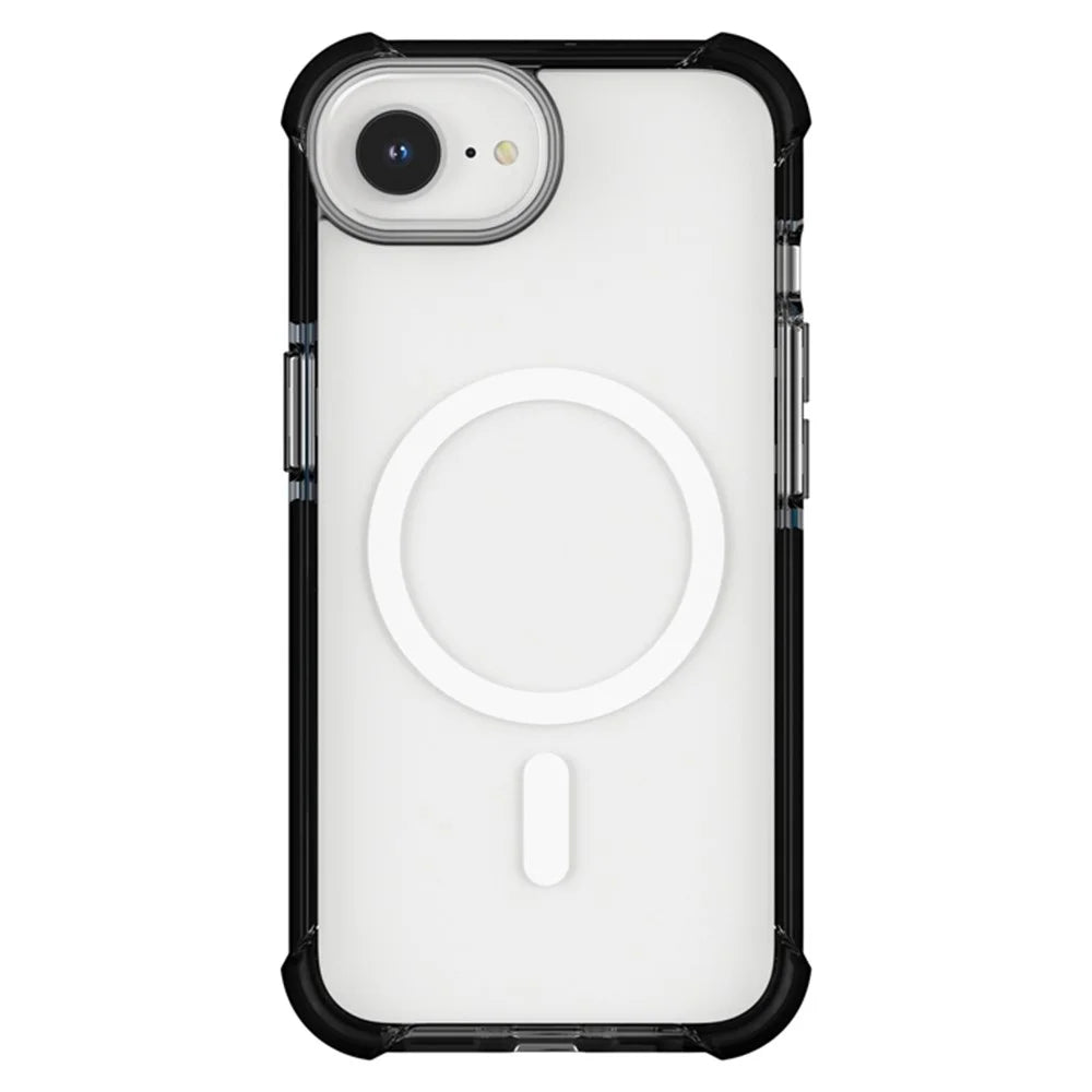 For iPhone 17e / 16e Case Clear Acrylic Magnetic TPU + TPE + PC Shockproof Phone Cover - Black - 2