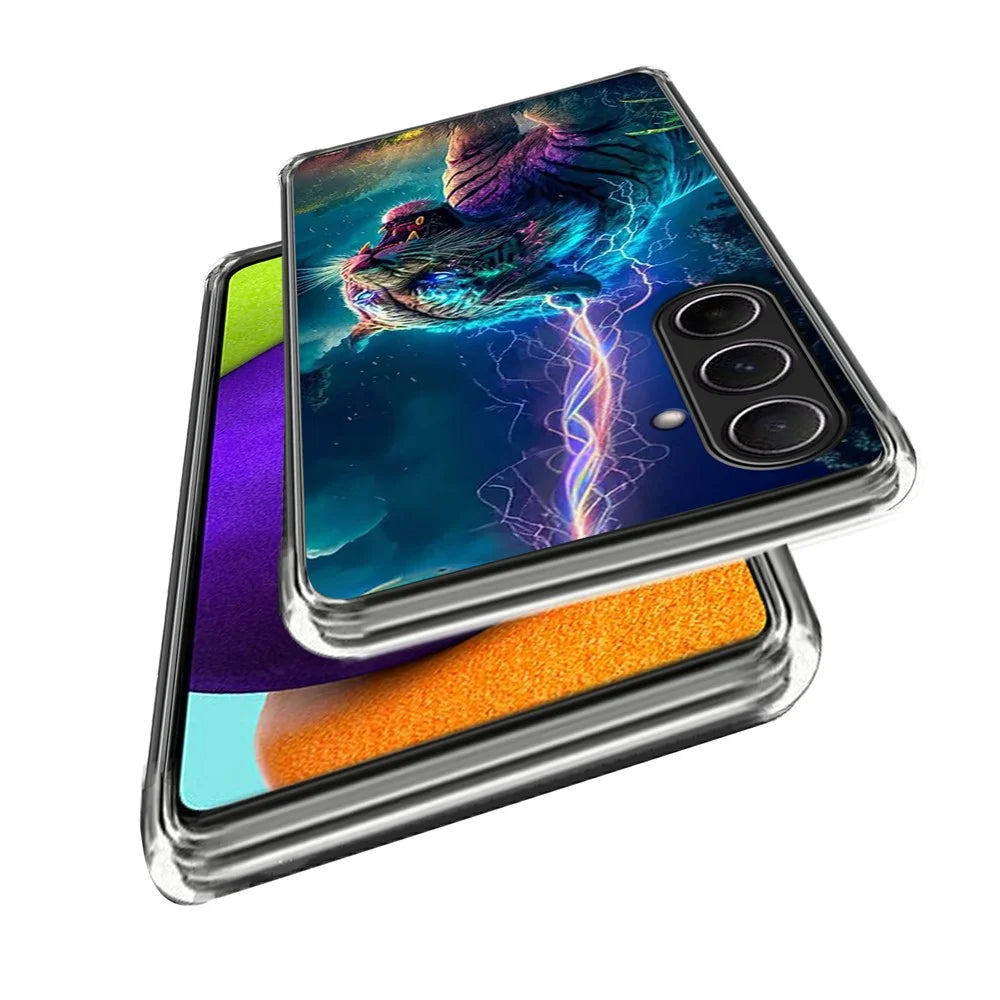 For Samsung Galaxy A56 5G Case IMD Pattern Printed Shockproof TPU Phone Cover - Lightning Tiger - 2