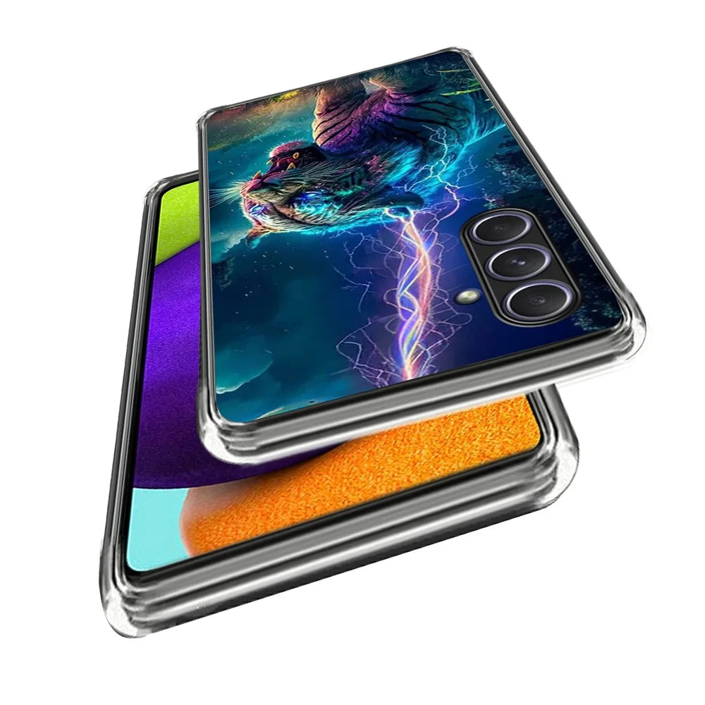 For Samsung Galaxy A55 5G Case IMD Pattern Printed Shockproof TPU Phone Cover - Lightning Tiger - 2