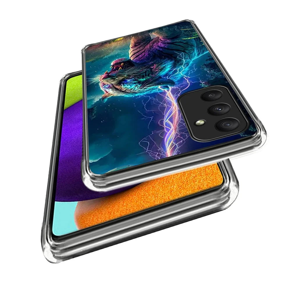 For Samsung Galaxy A35 5G Case IMD Pattern Printed Shockproof TPU Phone Cover - Lightning Tiger - 2