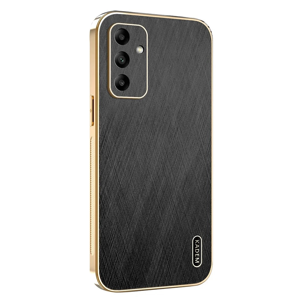 KADEM For Samsung Galaxy A05s 4G Case Electroplating Silk Texture PU + TPU Phone Back Cover - Black - 1