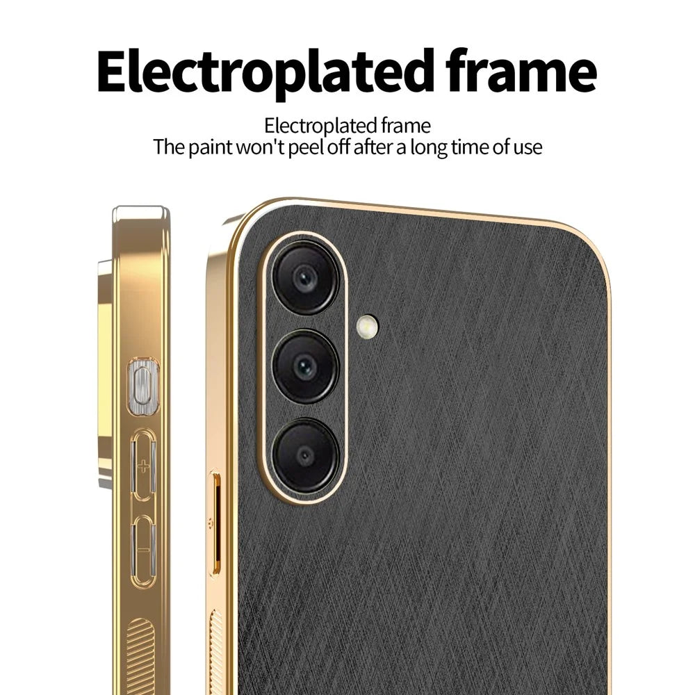 KADEM For Samsung Galaxy A26 5G Case Electroplating Silk Texture PU + TPU Phone Back Cover - Black - 3