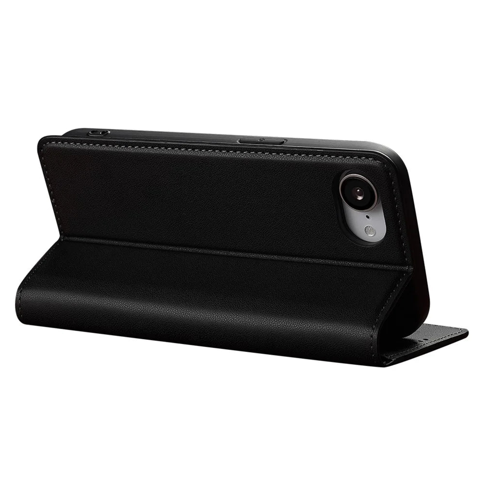 LC.IMEEKE L1 Series for iPhone 17e / 16e Case PU Leather Wallet Stand Protective Phone Cover - Black - 3