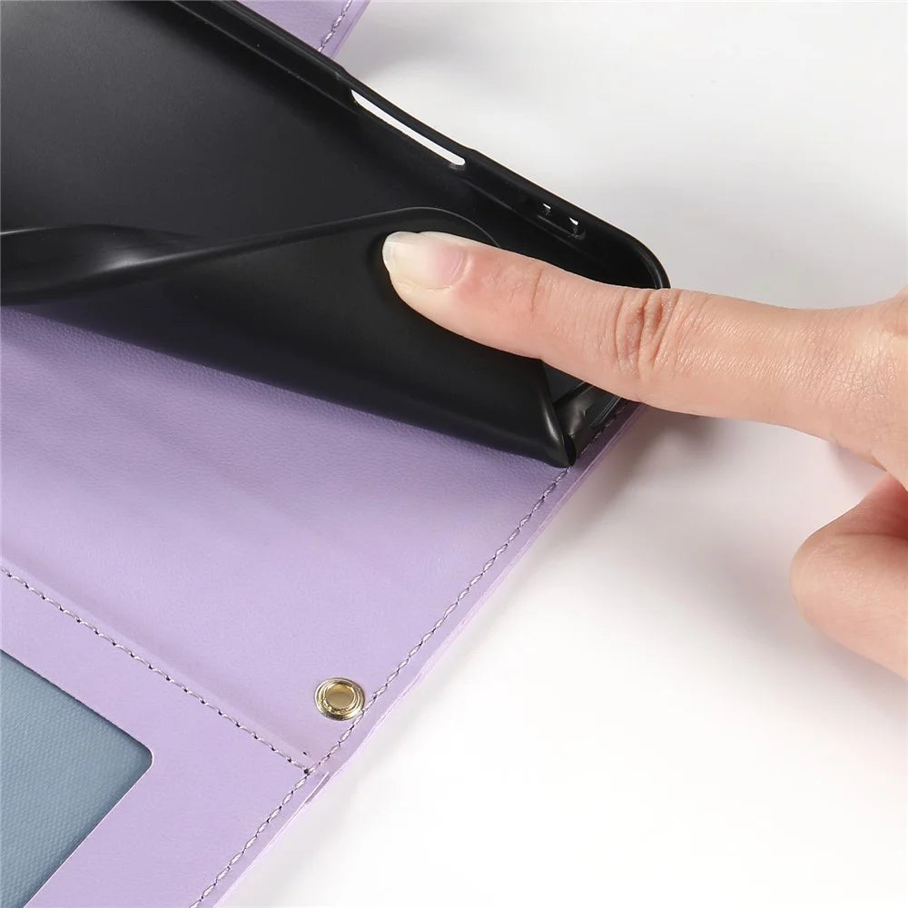 For Google Pixel 9 Pro XL Case Rhombus Stitching Wallet Stand Leather Phone Cover with Long  /  Short Strap - Purple - 6