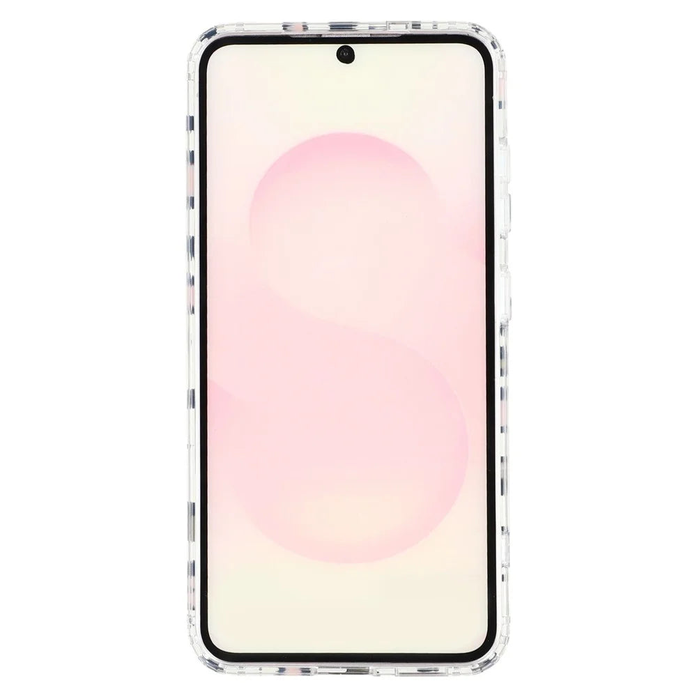 For Samsung Galaxy S25 Magnetic Case Clear Anti-Yellowing PC + TPU Phone Back Cover Leopard Print Design - Red - 2