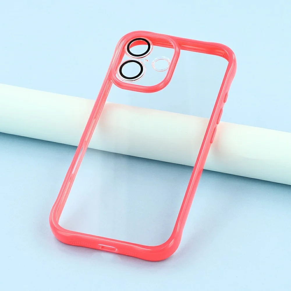For iPhone 16 TPU + Acrylic Phone Case Anti Drop Back Cover with Built-In Glass Lens Protector - Red - 7