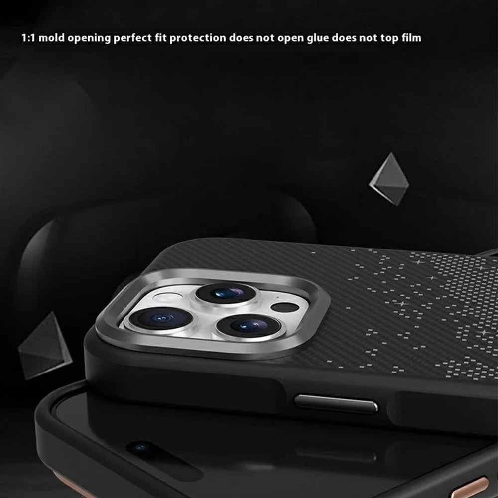 For iPhone 15 Pro Case Compatible with MagSafe Milky Way Pattern TPU + PC Anti Fingerprint Phone Back Cover - Grey - 3