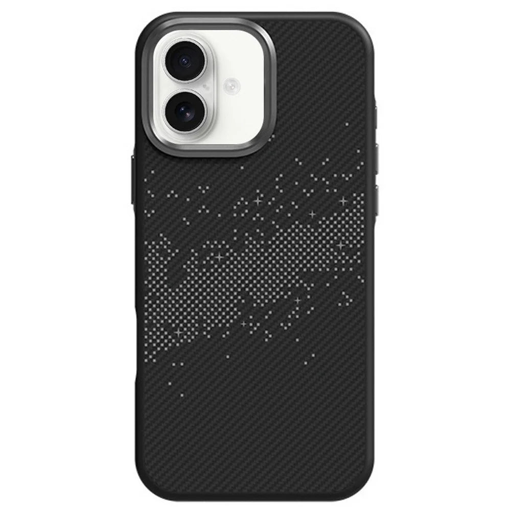 For iPhone 16 Case Milky Way Pattern TPU + PC Anti Fingerprint Phone Back Cover - Grey - 1