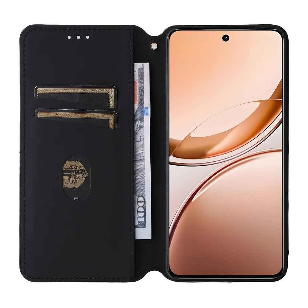 For vivo V50 Lite 4G / 5G Case Wallet Rhombus Imprinted Leather Phone Cover - Black - 2