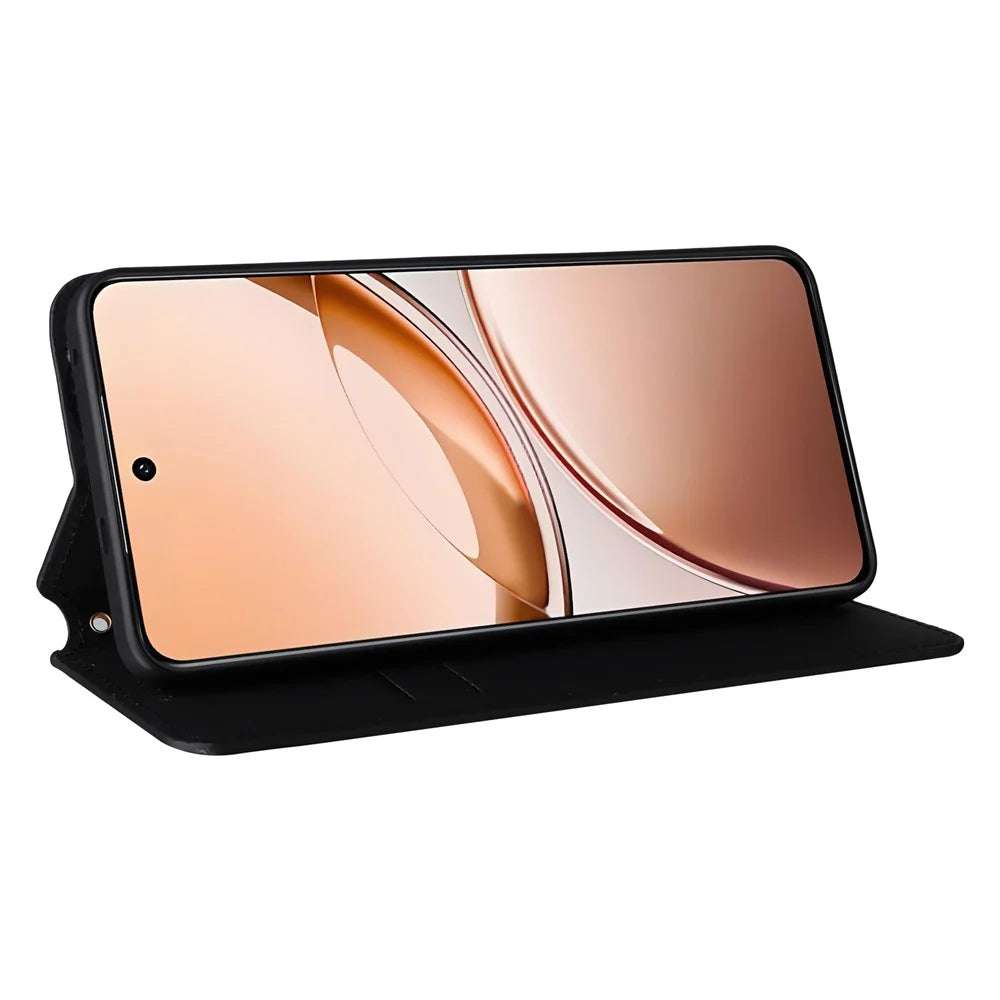 For vivo V50 Lite 4G / 5G Case Wallet Rhombus Imprinted Leather Phone Cover - Black - 4