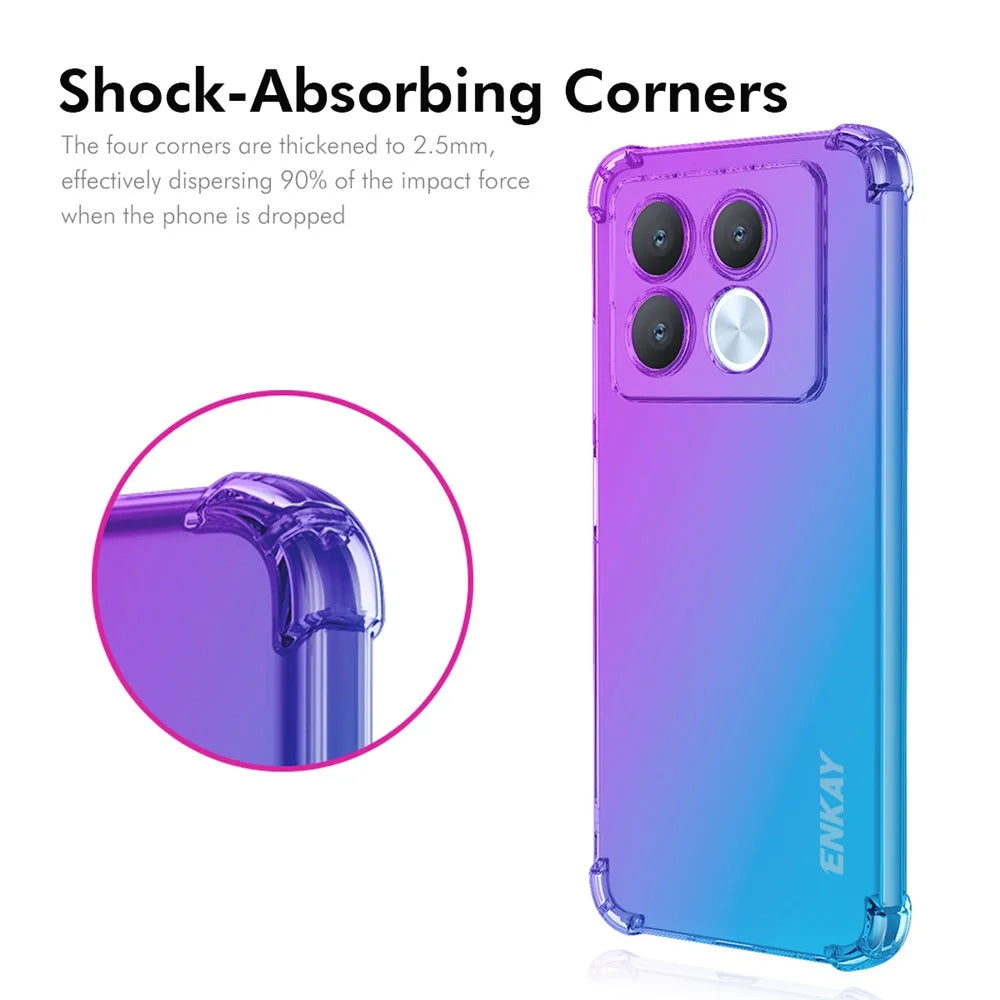 ENKAY For Infinix Note 40 Pro 4G TPU Case  Thickened Four Corner Drop-proof Phone Back Cover - Purple / Blue - 2