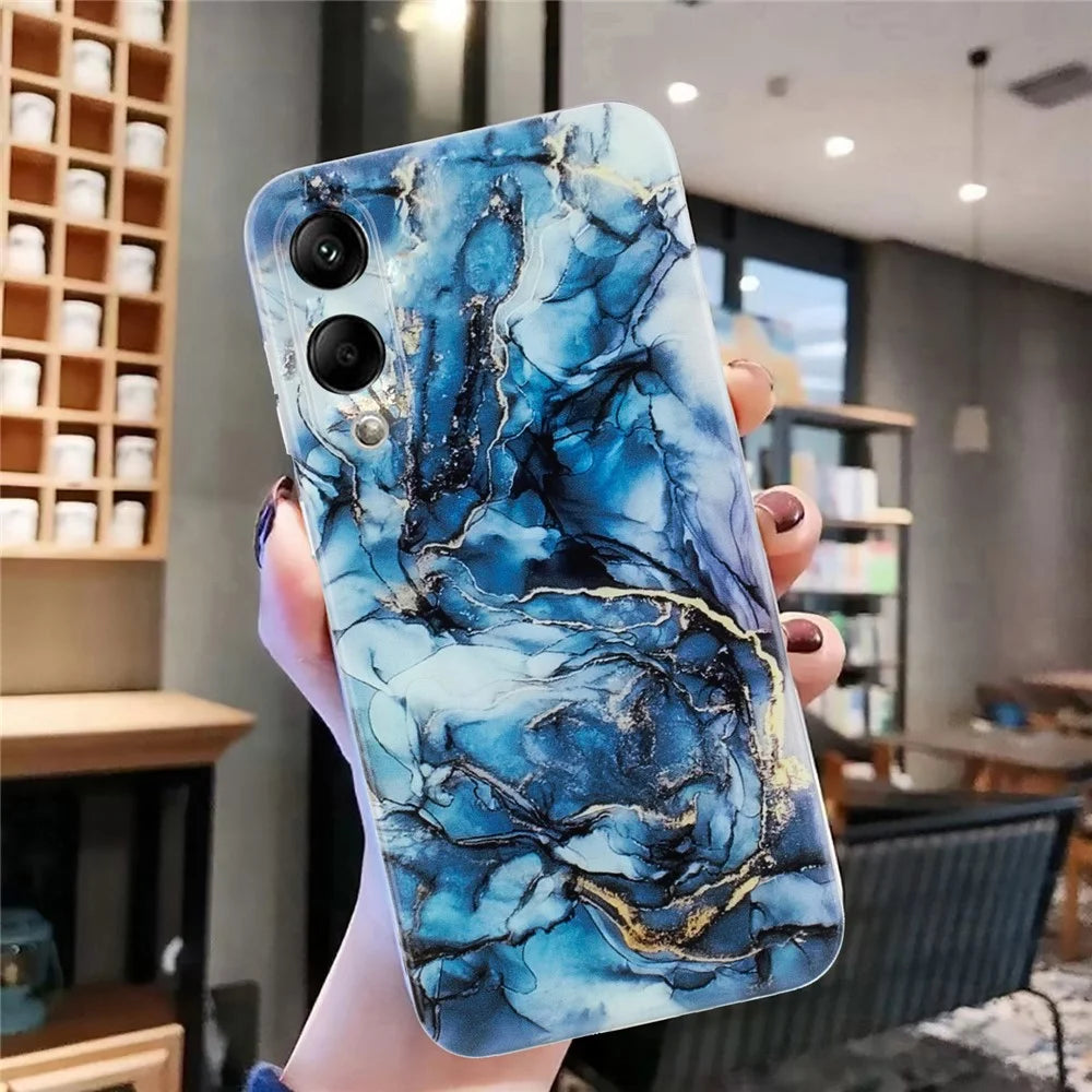 For Samsung Galaxy S25 Edge Case Marble Pattern Painted TPU Phone Back Cover - Grey - 5
