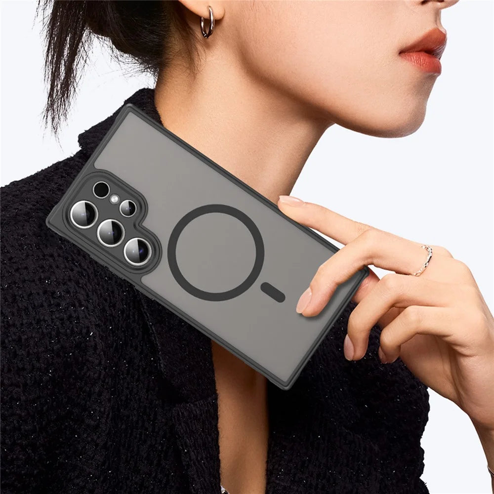 For Samsung Galaxy S25 Ultra Magnetic Case Anti Drop PC + TPU Phone Cover - Black - 4