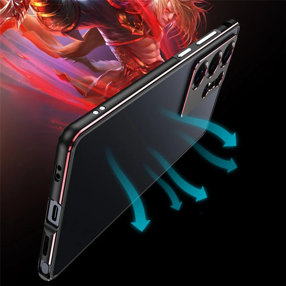 For Samsung Galaxy S25 Ultra Bumper Case Metal Frame Phone Cover with Camera Lens Guard - Black / Red - 5